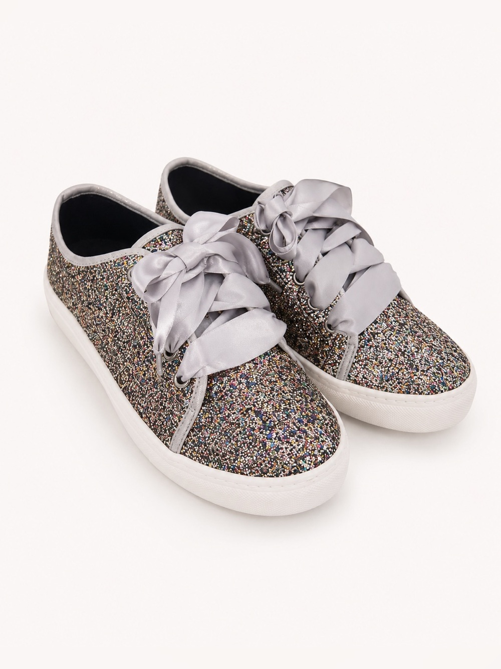 Dirty Laundry Glitter Low-Top Sneakers – Silver Multicolor Sparkle ,SatinLaces